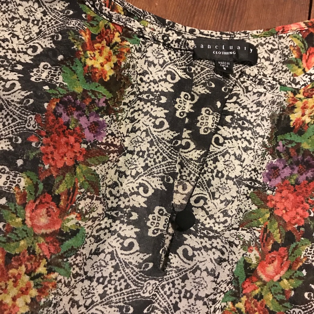 Beautiful LS Floral Vertical Stripes Blouse